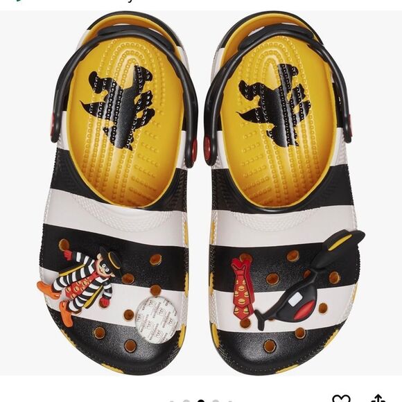Crocs McDonald's X Classic Clog Hamburgular Blk/Whte/Yellow M5 W7 NWT in packag - Picture 2 of 11